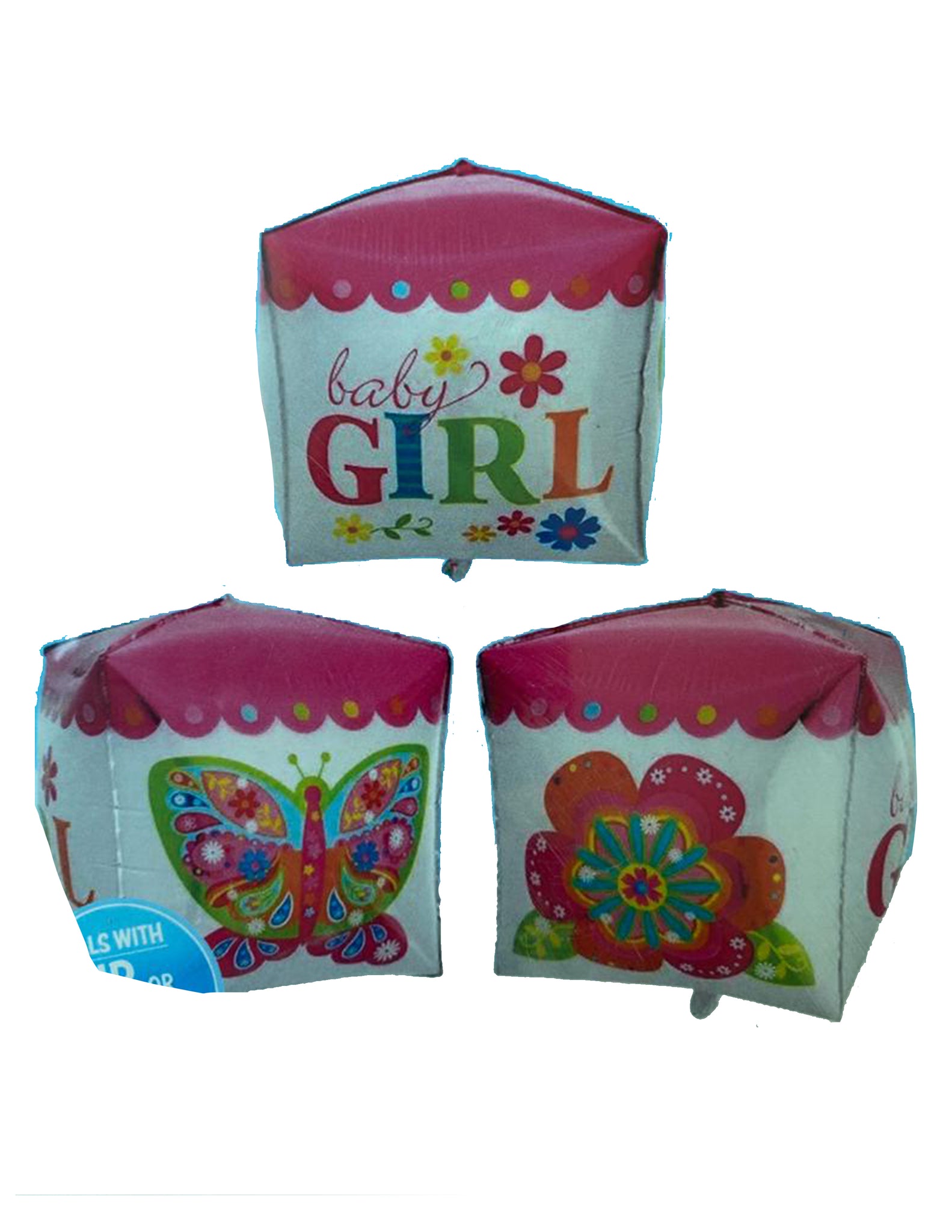 Baby girl 4 sided box shaped balloon for sale online in Dubai