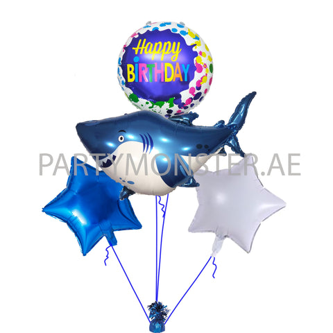 Baby Shark birthday balloons bouquet - PartyMonster.ae