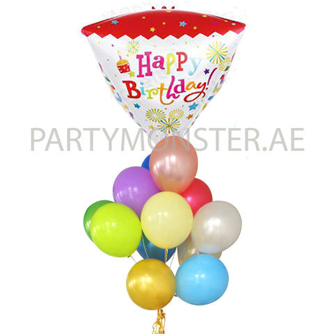 Birthday diamond shape foil and latex balloons bouquet 1 - PartyMonster.ae