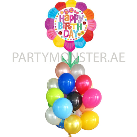 Birthday flower balloons bouquet - PartyMonster.ae
