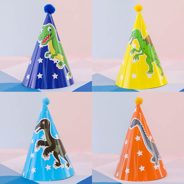 Party hats of dinosaur theme of 5bag of each design with 10pcs/bag - PartyMonster.ae