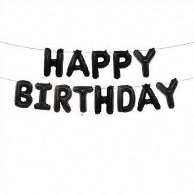 Black Happy Birthday Balloons Banner Set - PartyMonster.ae