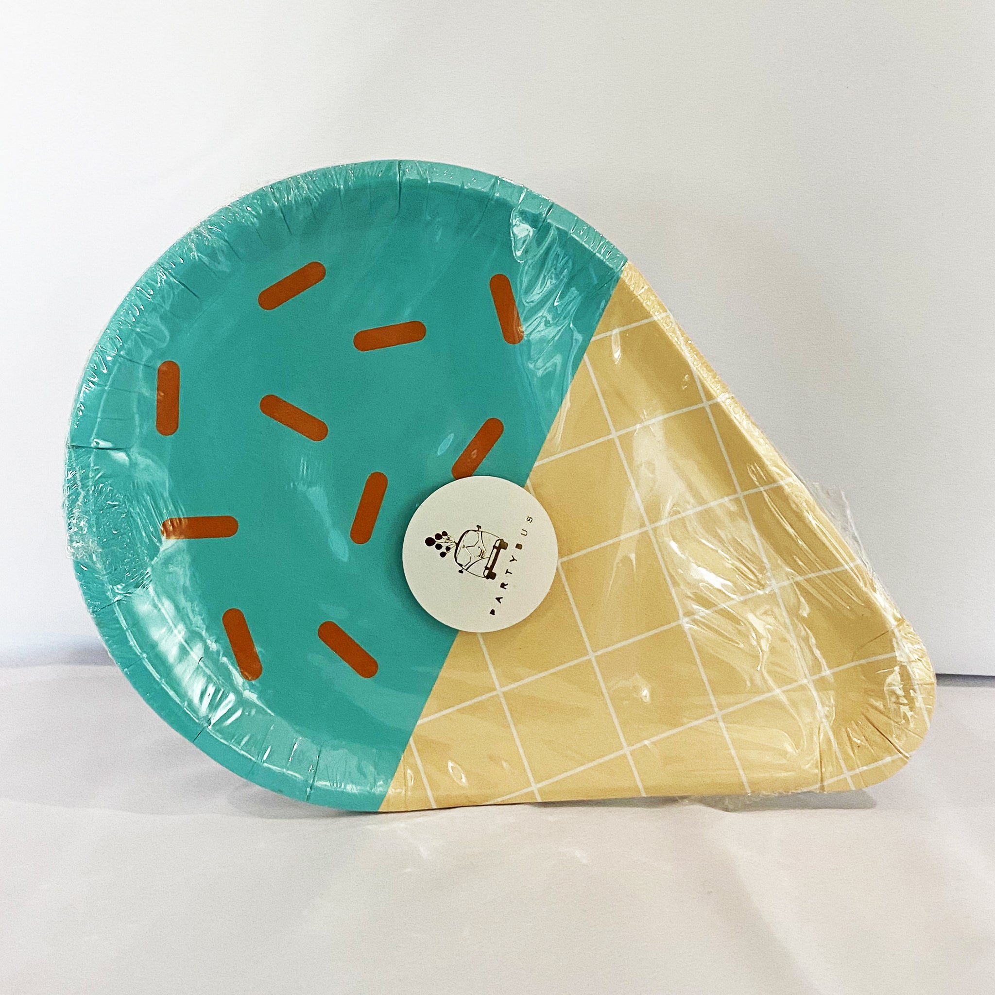 أطباق ورقية على شكل مخروط الآيس كريم باللون الأزرق - 8 قطع