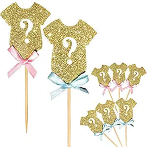 cake topper or cupcake topper 3 baby blue ribbon shirt and 3 baby girl ribbon shirt for baby shower - PartyMonster.ae