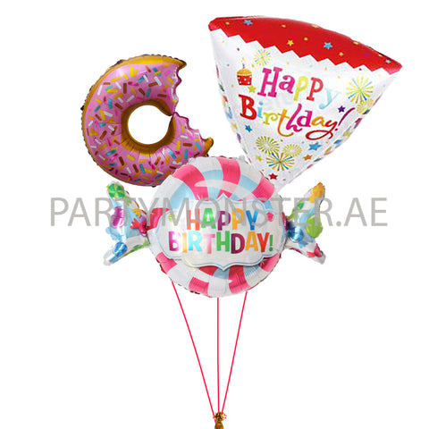 Candy themed birthday balloons bouquet - PartyMonster.ae