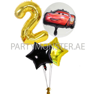 Cars themed any number balloons bouquet - PartyMonster.ae