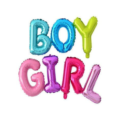 GIRL or BOY multi colored capital letter foil balloons 80*45cm - PartyMonster.ae