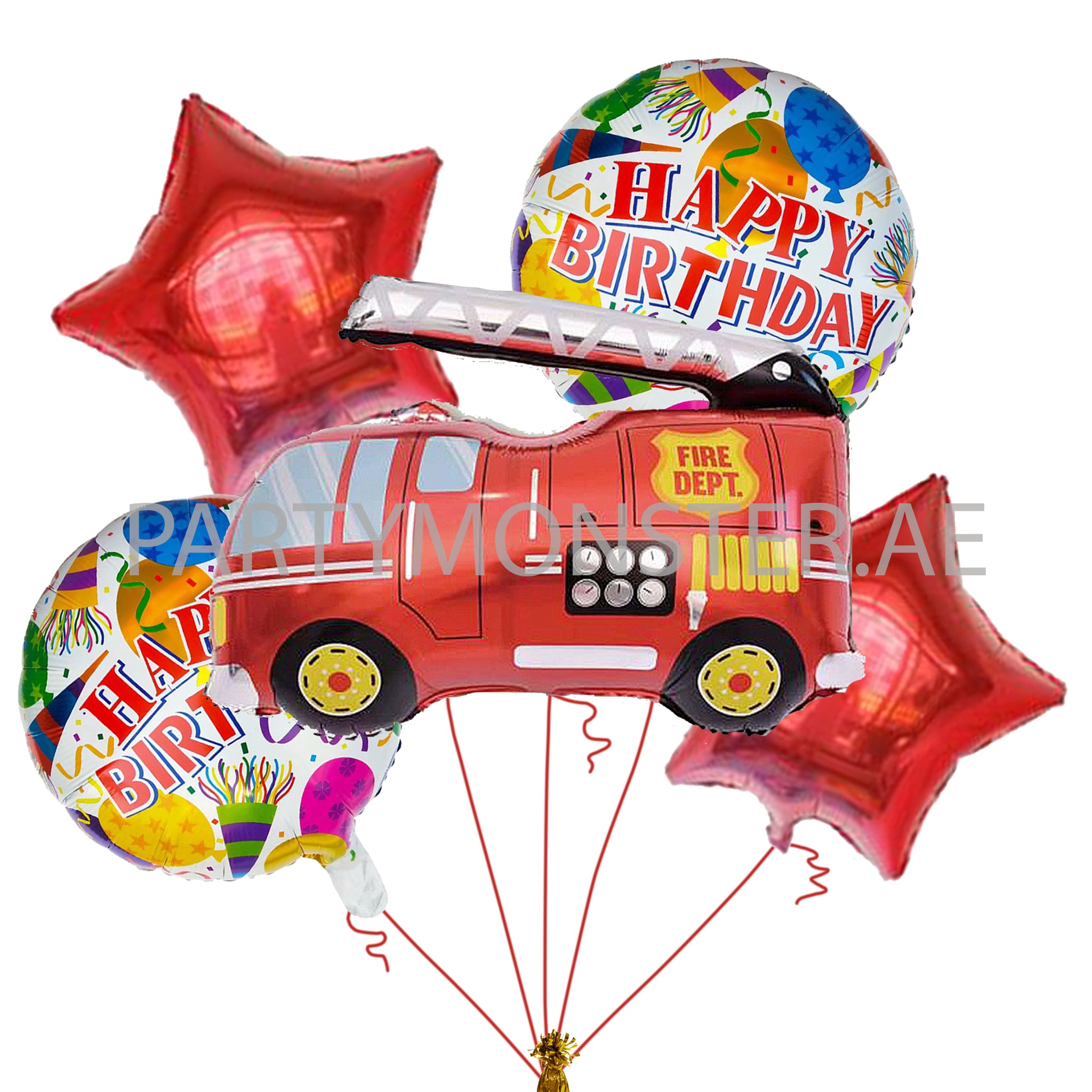 Fire Truck themed balloons bouquet - PartyMonster.ae