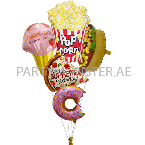 Foodie birthday balloons bouquet - PartyMonster.ae
