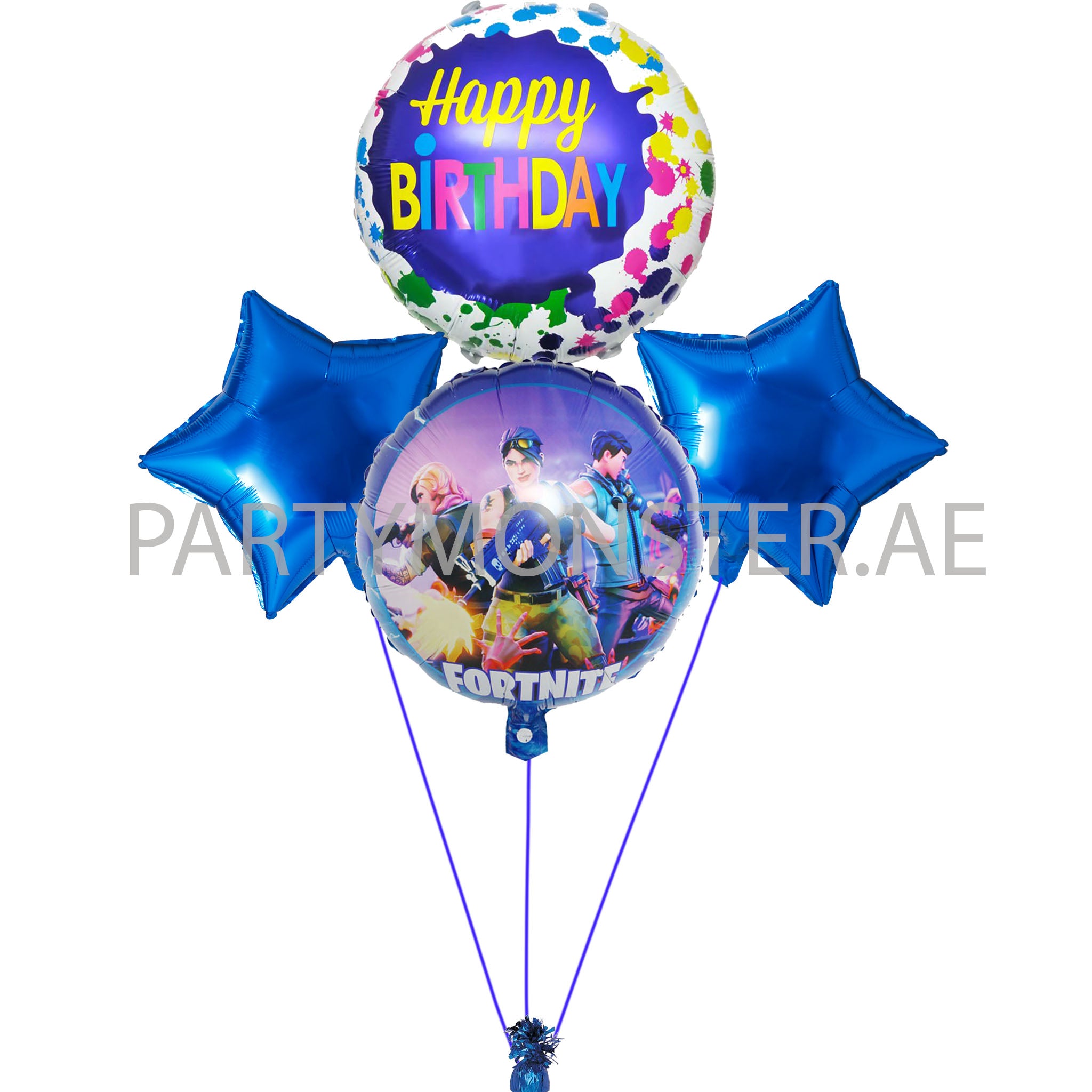 Fortnite birthday balloons bouquet - PartyMonster.ae