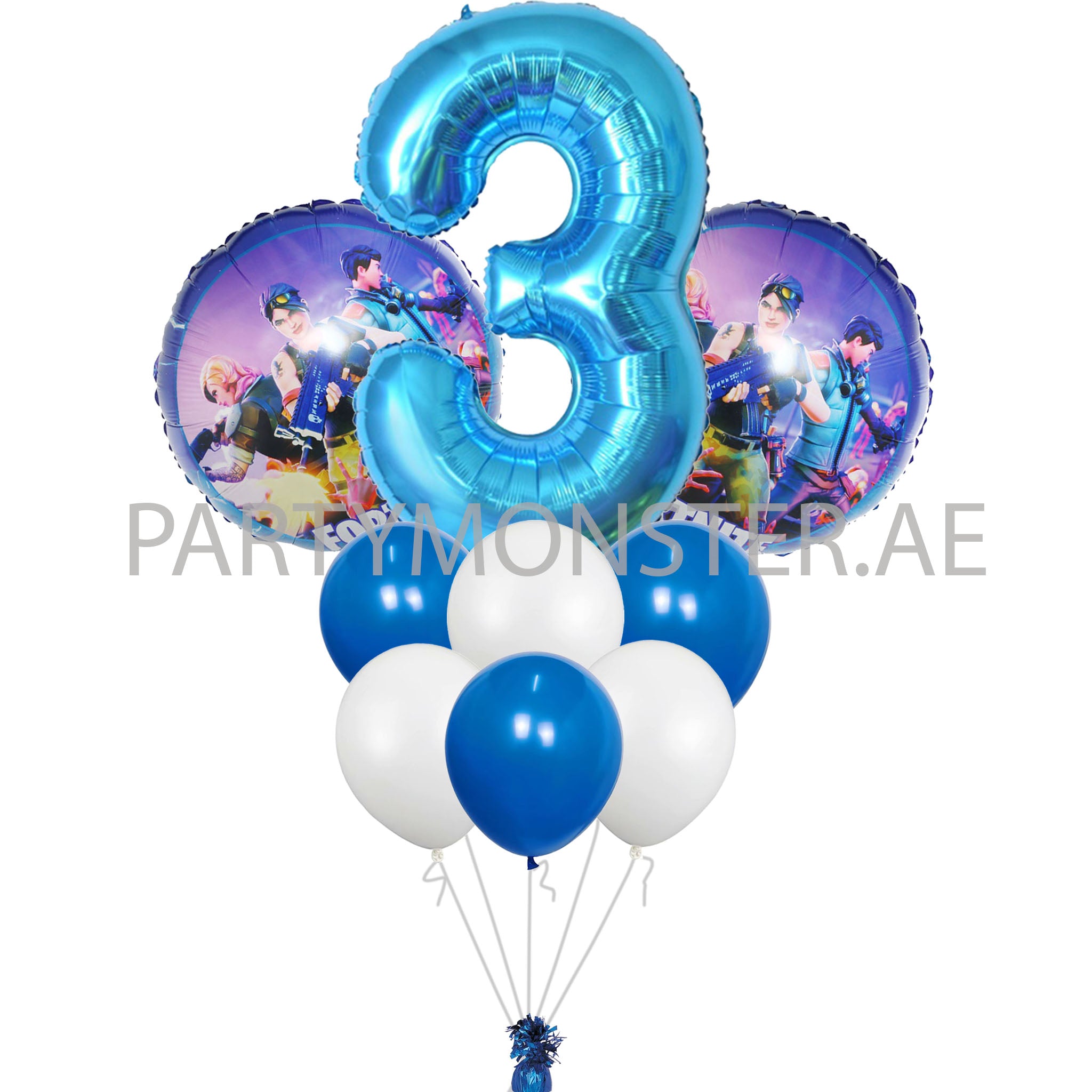 Fortnite with any number birthday balloons bouquet - PartyMonster.ae