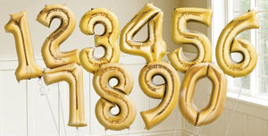 Numbers 0 to 9 Golden Foil Balloon - 40in - PartyMonster.ae