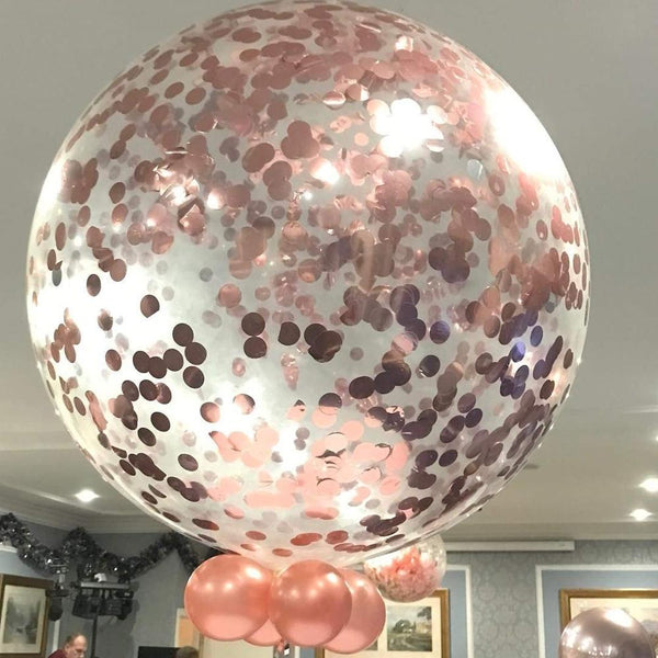 Rose Gold Confetti 3 Feet Latex Balloon