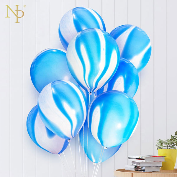 blue marble latex balloons bunch for sale online in Dubai