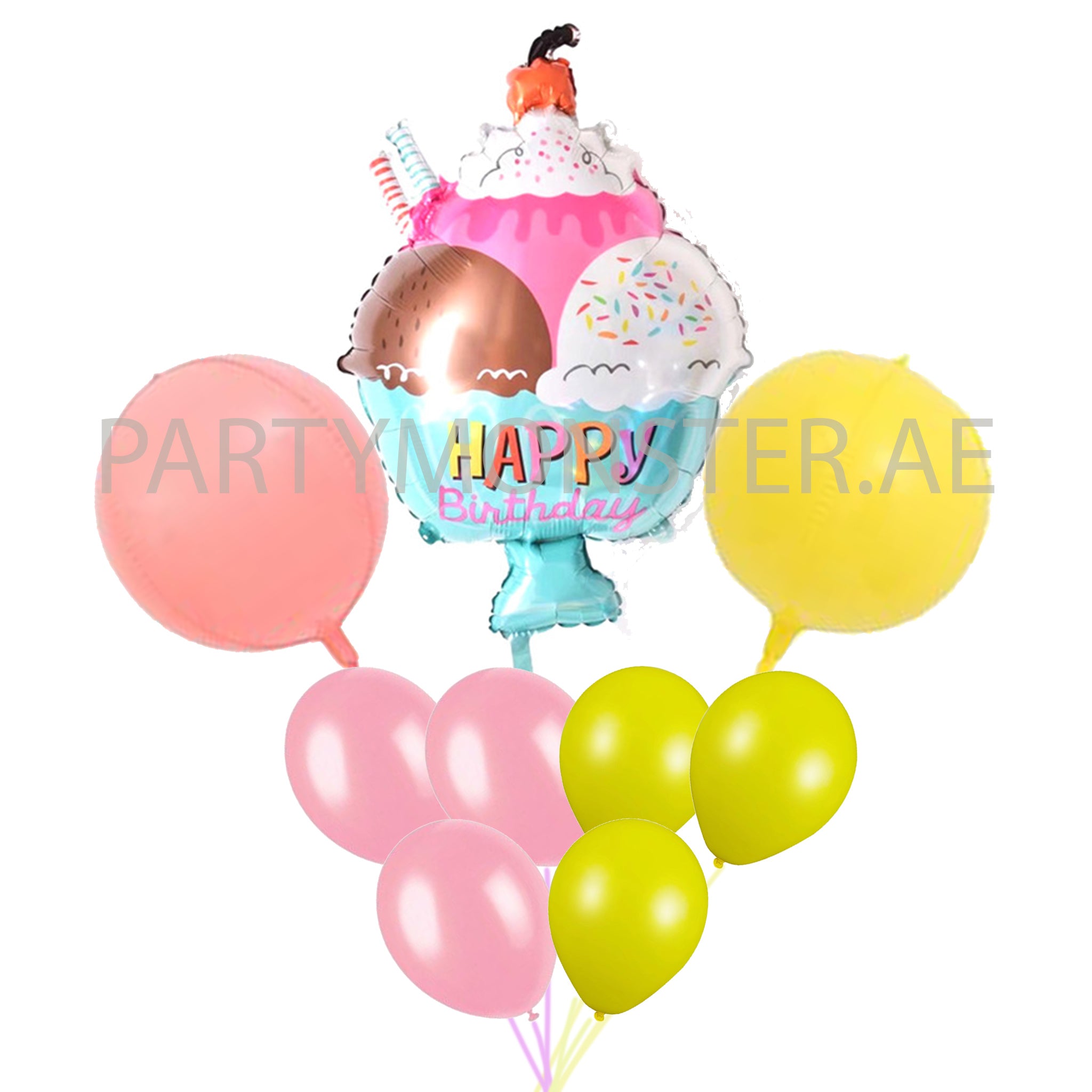 Happy birthday ice cream balloons bouquet - PartyMonster.ae