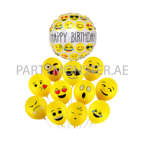Emoji foil and latex balloons bouquet - PartyMonster.ae