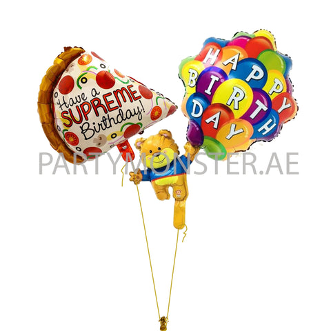 Pizza lover birthday balloons bouquet - PartyMonster.ae