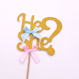 He or She cake topper or cupcake topper for baby shower, gender reveal parties - PartyMonster.ae