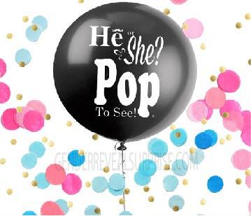 He or She Pop to See - Pink Confetti 36inches - PartyMonster.ae