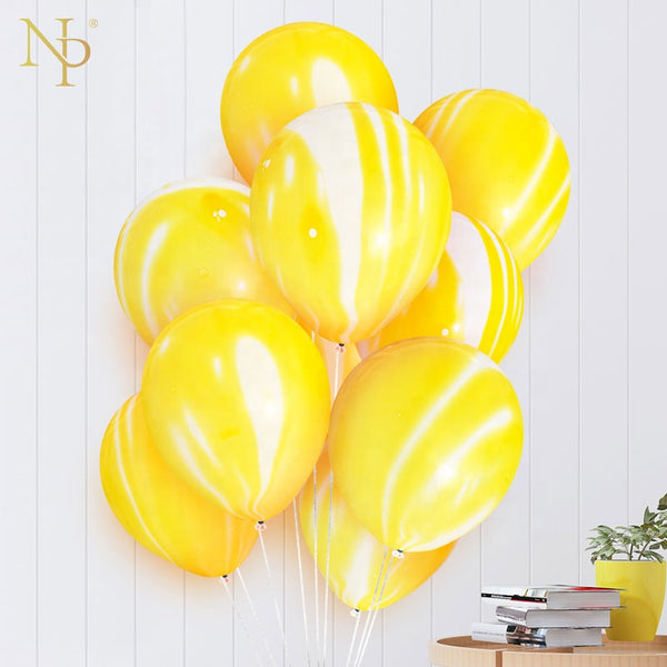 yellow marble latex balloons bunch for sale online in Dubai