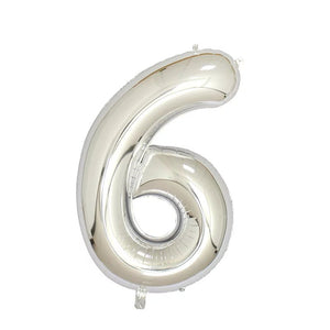 Number 6 Silver Foil Balloon 40" - PartyMonster.ae