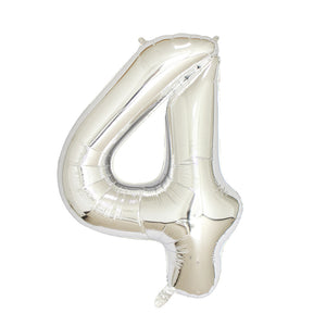 Number 4 Silver Foil Balloon 40" - PartyMonster.ae
