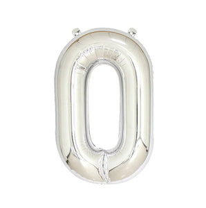 Number 0 Silver Foil Balloon 40" - PartyMonster.ae