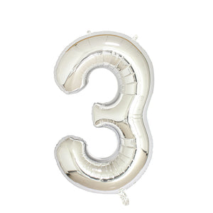 Number 3 Silver Balloon 40" - PartyMonster.ae