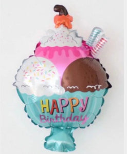 Happy Birthday 3 Scoop Ice Cream Foil Balloon - 31in - PartyMonster.ae