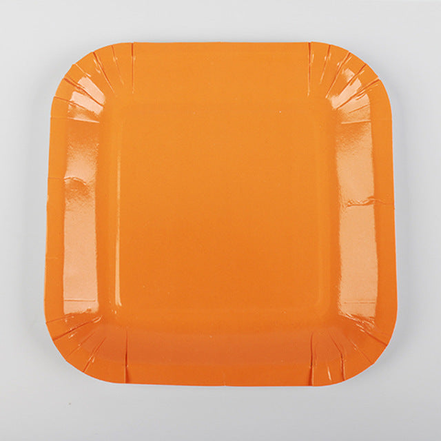 Orange Paper Plates - 10pcs - PartyMonster.ae