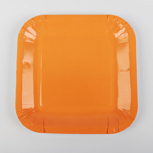 Orange Paper Plates - 10pcs - PartyMonster.ae