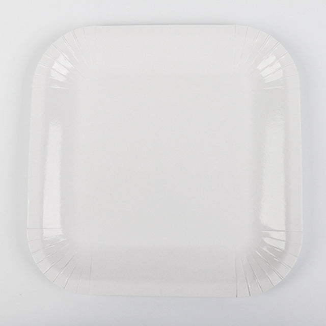 White Paper Plates - 10pcs - PartyMonster.ae
