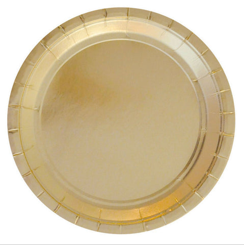 Golden Paper Plates - 8pcs - PartyMonster.ae