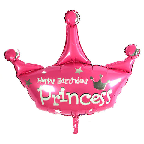 Happy Birthday Princess Pink Crown Foil Balloon - 36in - PartyMonster.ae