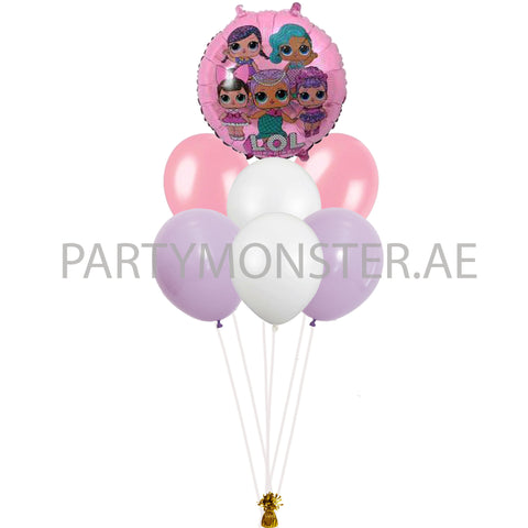 LOL Doll foil and latex balloons bouquet - PartyMonster.ae