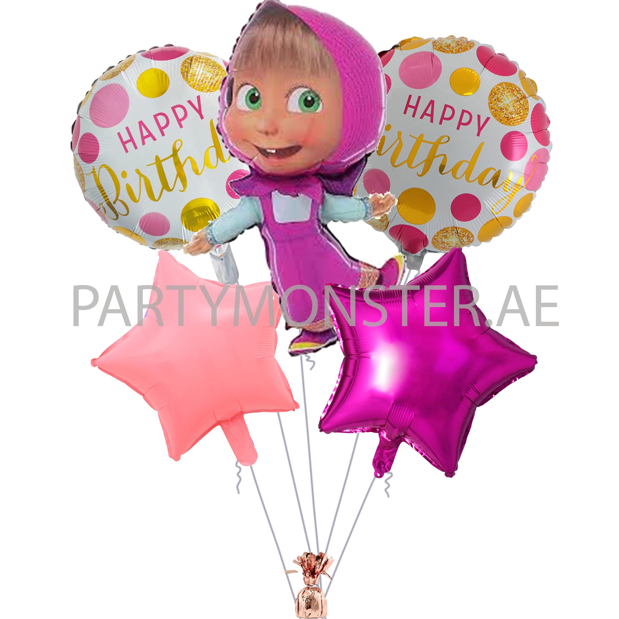 Masha and the Bear birthday balloons bouquet - PartyMonster.ae