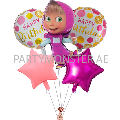 Masha and the Bear birthday balloons bouquet - PartyMonster.ae