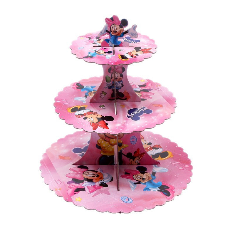 Minnie Mouse cartoon themed cupcake stand- 3 tier - PartyMonster.ae