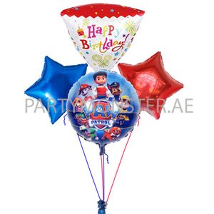 Paw Patrol Happy Birthday Balloons Bouquet for sale online in Dubai