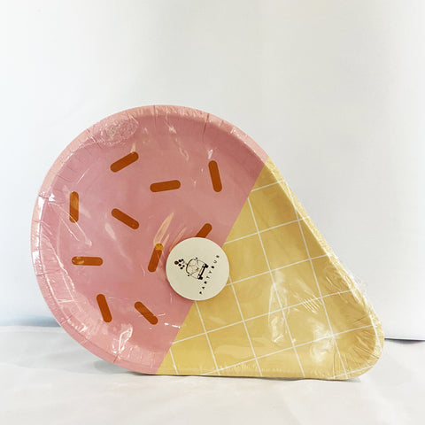 Pink Ice Cream Cone Shaped Paper Plates for sale in Dubai