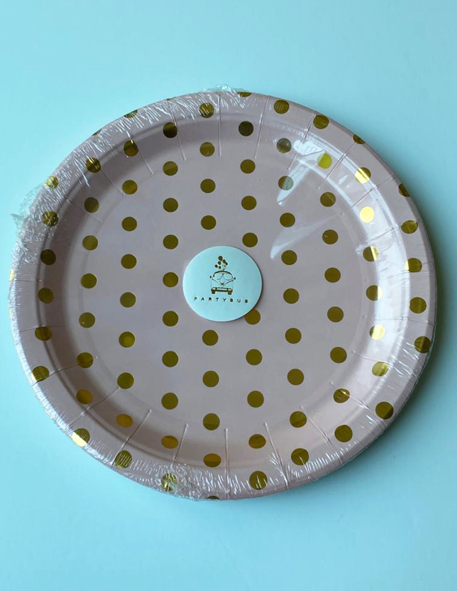 Pink Paper Plates with Golden Polka Dots for sale online in Dubai