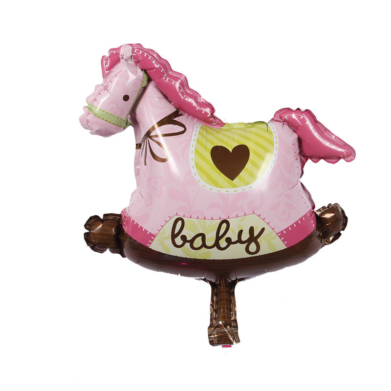 Rocking horse pink baby girl mini foil balloon - PartyMonster.ae