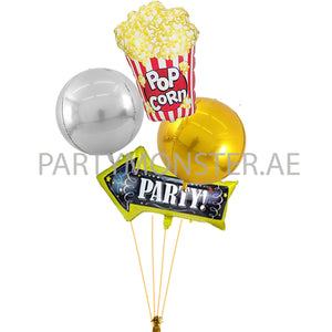 Popcorn party foil balloons bouquet - PartyMonster.ae