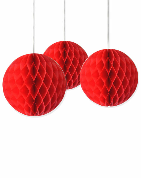 Red honeycomb party decoration - 25cm - PartyMonster.ae