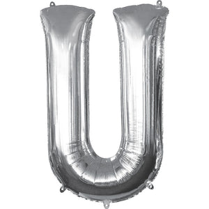 Letter U silver foil balloon for sale online in Dubai