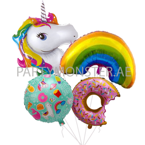 Unicorn foil balloons bouquet 03 - PartyMonster.ae