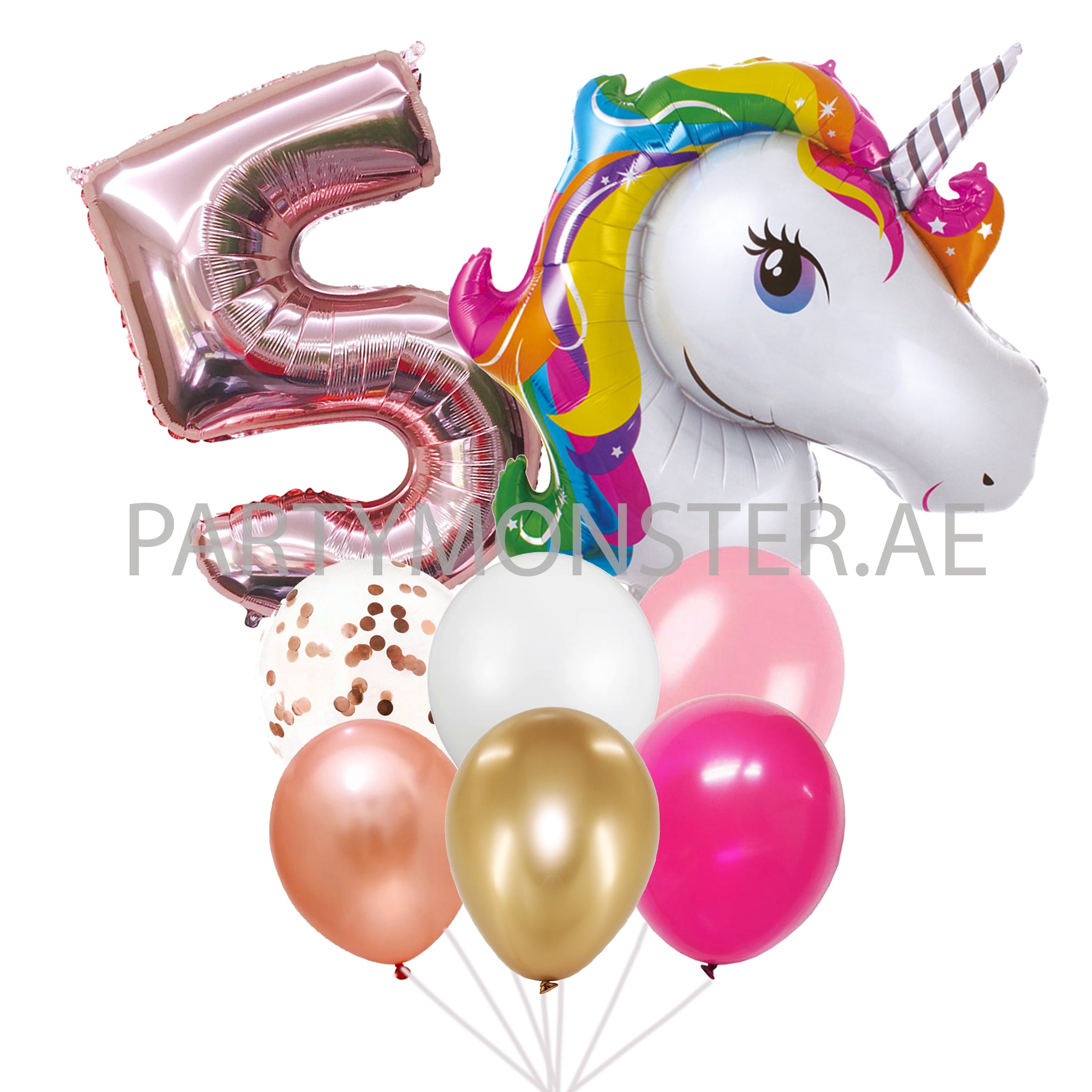 Unicorn with any number balloons bouquet - PartyMonster.ae