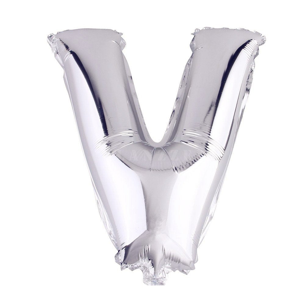 Letter V silver foil balloon for sale online in Dubai