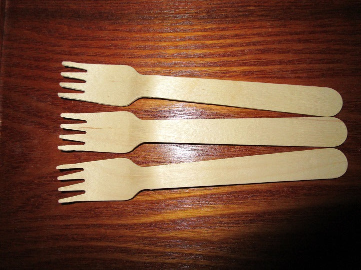 Wooden forks-16cm each of 100 pieces in a bag - PartyMonster.ae