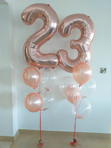 Any rose gold numbers with latex balloons bouquets - PartyMonster.ae